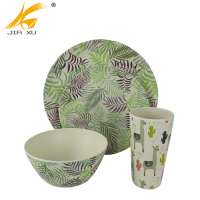 16 Bamboo Fiber Tableware Set Wholesale Bamboo Melamine  High Quality Dinnerware Plate and Bowl Set