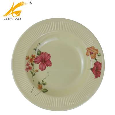 tea color melamine round soup dinner plate  wholesale food grade melamine inner line dinner plate