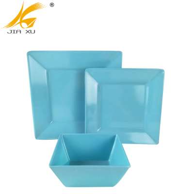 12pcs 100% square melamine dinnerware set wholesale A5 high quality melamine  plate and bowl  tableware