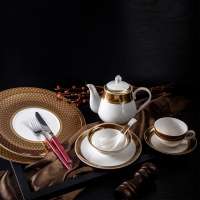 Fine Bone China Restaurant Dinner Plates, Gold Story Dinner Sets Bone China