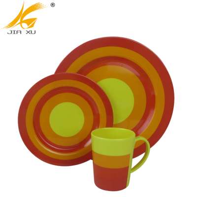 12  pcs two color  100% melamine dinnerware set A5 high quality round melamine dinner plates and bowls set