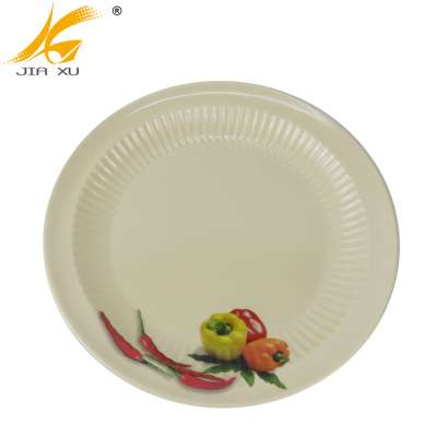 tea color melamine round inner line deep plate wholesale food grade melamine deep plate