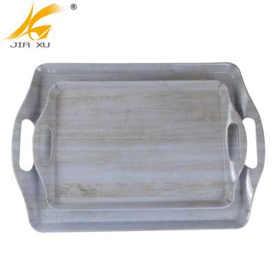 melamine wood grain rectangle handle tray customized serving tray wholesale